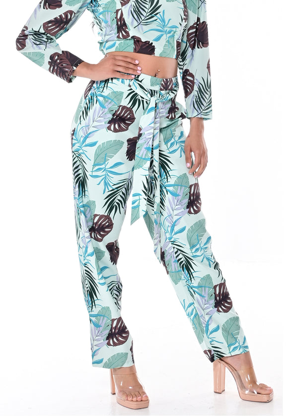 AZUCAR LADIES PRINTED LONG PANTS WITH LINING - front view LPP1705