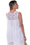 Azucar Ladies Rayon Laced Sleeveless Blouse - ivory back view - LRB1132