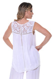 Azucar Ladies Rayon Laced Sleeveless Blouse - white back view - LRB1132