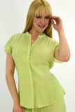 Azucar Ladies Pin-Tucked Short Sleeve Blouse - LRPB307