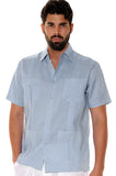 Bohio Guayabera Shirt For Men - Classic Linen Chacavana (4) Pocket Short Sleeve in GRAY FRONT - LS499