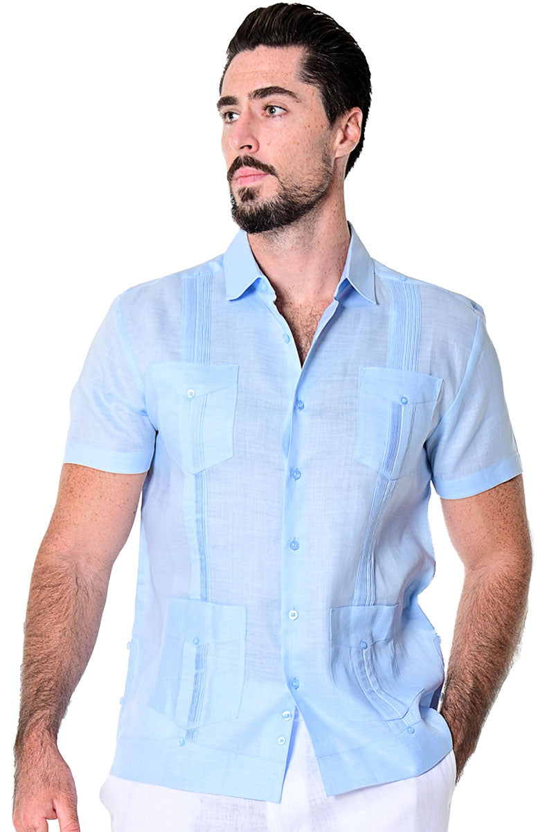 Bohio 100% Linen Traditional Guayabera Shirt for Men's 4 Pocket S/S in ...