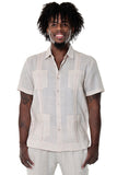 Bohio Guayabera Shirt For Men - Classic Linen Chacavana (4) Pocket Short Sleeve in NATURAL FRONT - LS499