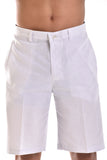 Bohio Mens Cotton Short With Built In Flex - Flat Front - MCSH850 White 
