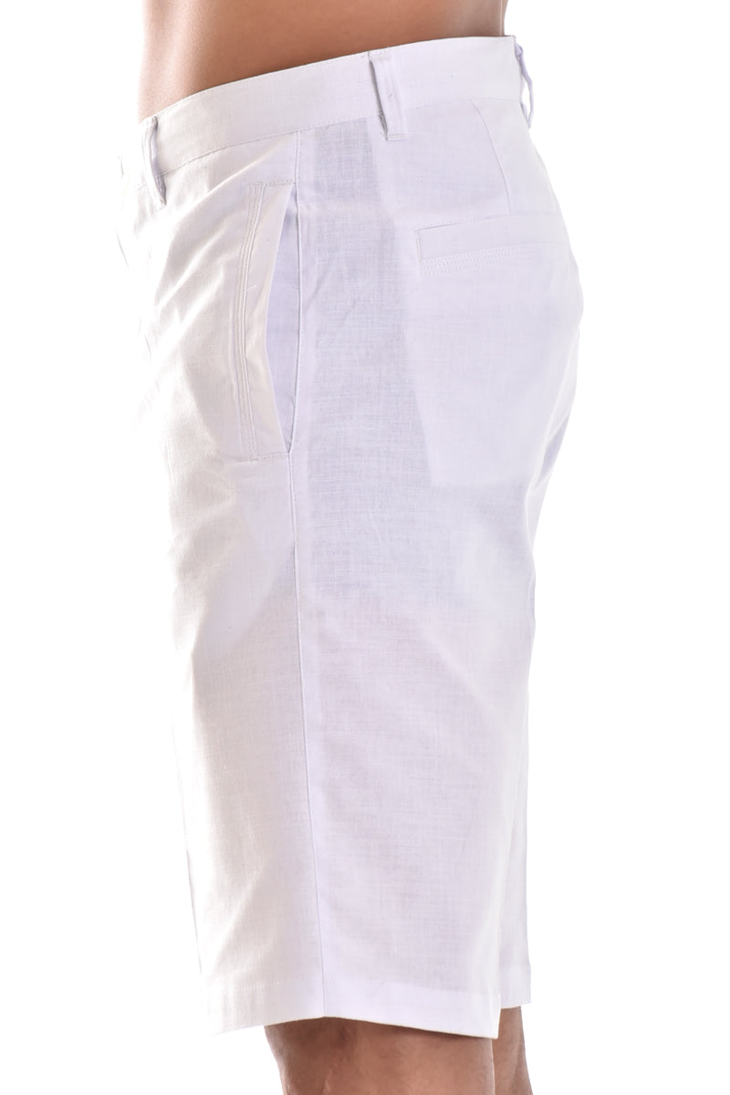 Bohio Mens Cotton Short With Built In Flex - Flat Front - MCSH850 - white side 