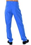 Bohio Mens Cotton Spandex Summer Casual Beach Dress Pant - Flat Front - in (4) Colors - MCSP486 - BLUE BACK 
