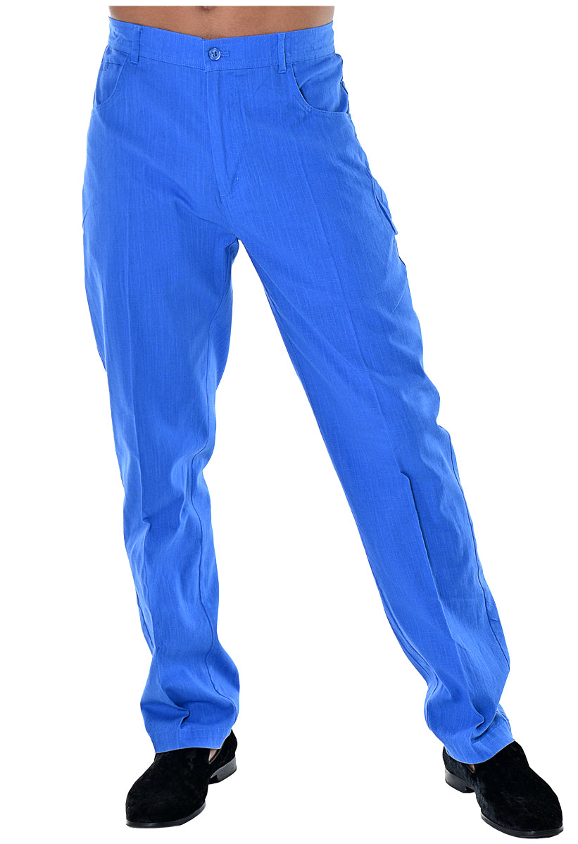 Casual Tropical Wear Bohio Men s Cotton Spandex Summer Casual Beach Dress Pant Flat Front Size 30 Blue