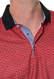 Men's Short Sleeve Polo Shirt Modern Pattern Red/Black - MKT1577 - Casual Tropical Wear