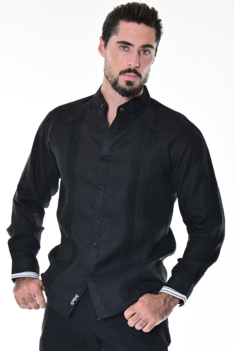 Men's Tuxedo Style Guayabera 100% Linen w/Cuff Insert & Pin-Tucked Pan Casual Tropical Wear Men's Tuxedo Style Guayabera 100% Linen w/Cuff Insert & Pin-Tucked Pan Casual Tropical Wear