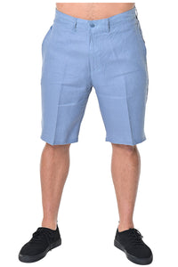 BOHIO MENS CASUAL FLAT FRONT BERMUDA SHORTS 100% LINEN - IN (7) COLORS - MLH40 GRAY 