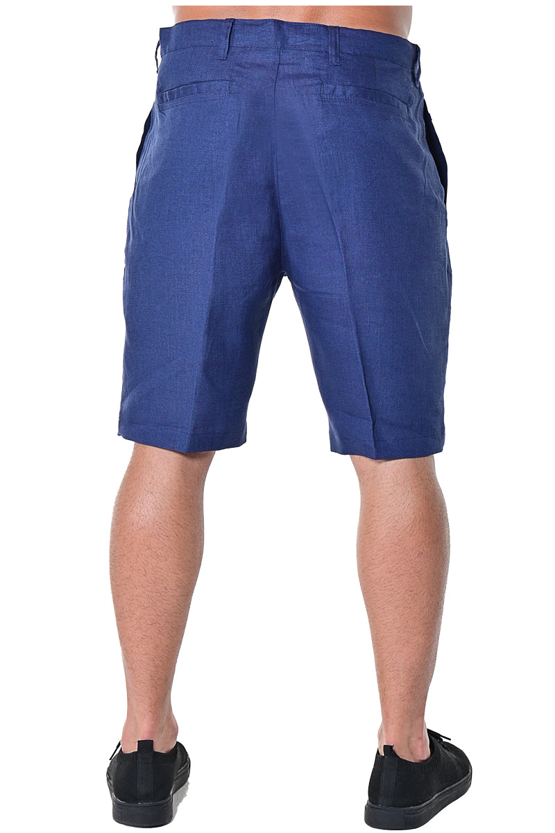 Bohio Mens 100% Linen Casual Flat Front Summer Linen Shorts in (5) Colors