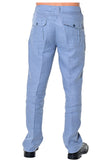 Bohio Mens Casual Summer Linen Drawstring Pants - MLP19 gray back