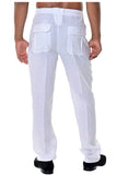 Bohio Mens Casual Summer Linen Drawstring Pants - MLP19 white back 
