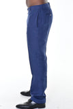 BOHIO MENS CASUAL SUMMER FLAT FRONT PANTS 100% LINEN - IN (6) COLORS - MLP50 navy side 