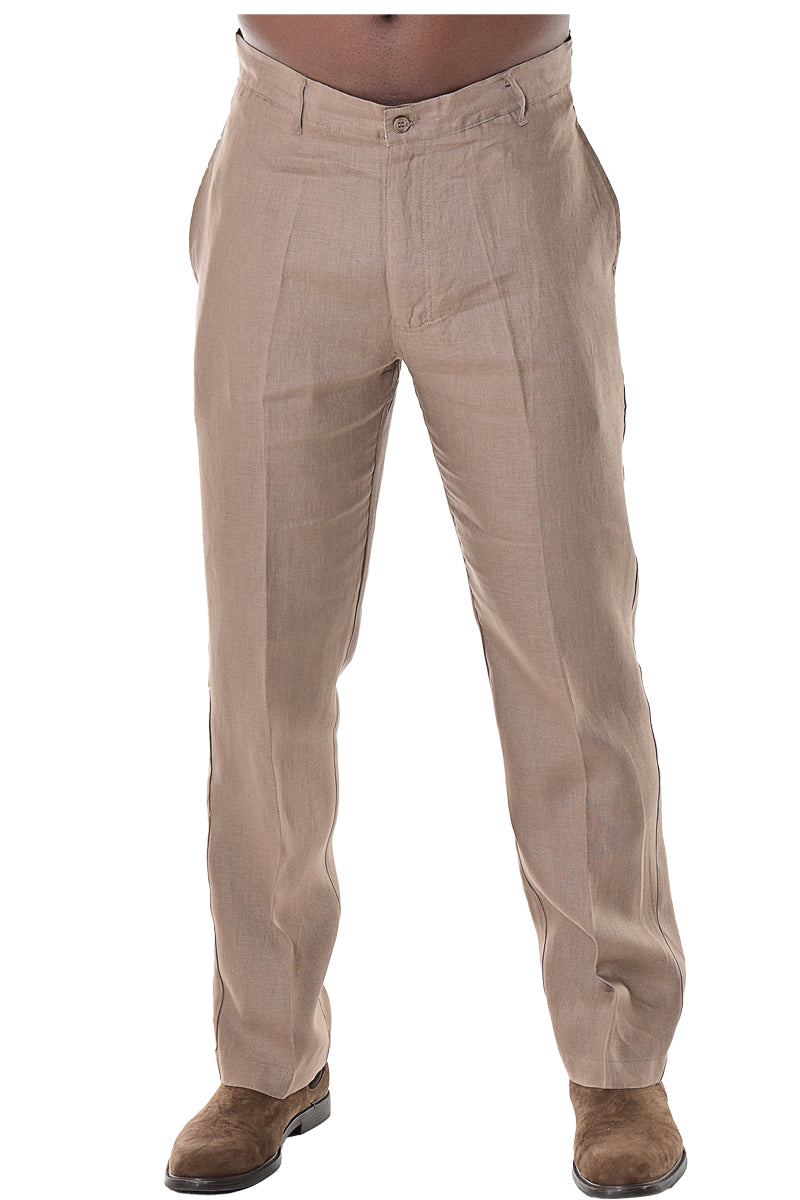Bohio Men's 100% Linen Casual Summer Flat Front Pants in (5) Colors - MLP50 - Casual Tropical Wear