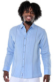 Bohio 100% Linen Mens Fancy Long Sleeves w/Fancy Panels Beach Shirt in (2) Colors-MLS104