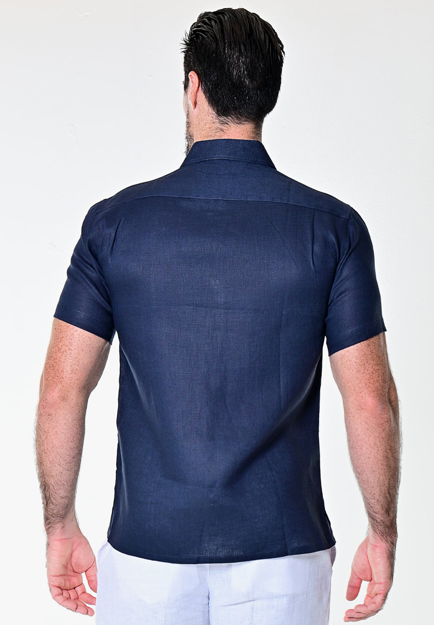 Men's-Guayabera-Linen-4-Pocket-Short-Sleeve-Shirt-Button-Down-BOHIO-LS499 –  Casual Tropical Wear