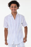 Bohio 100% Linen Mens Fancy Style Short Sleeve Shirt w/Anchor Embroidered Panels in (2) Colors-MLS1270