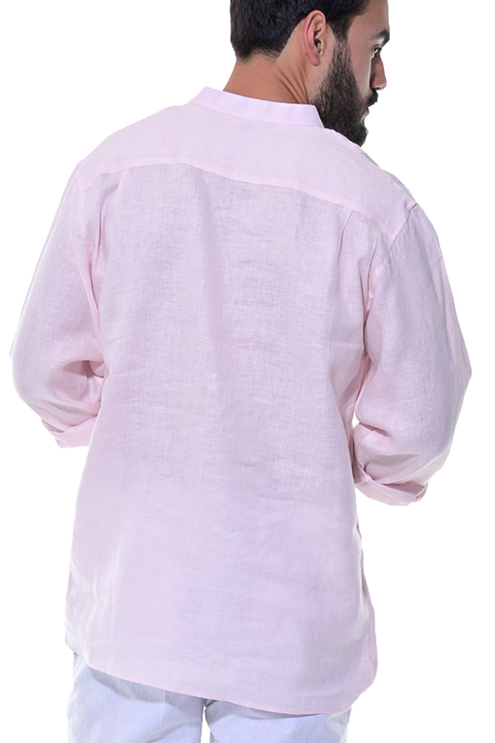 Bohio Men's 100% Linen Henley Long Sleeve Shirt w/Pin Tuck Placket-MLS1279 - Casual Tropical Wear