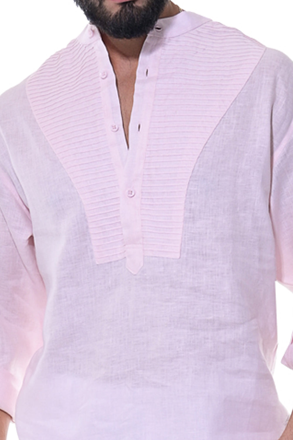 Bohio Men's 100% Linen Henley Long Sleeve Shirt w/Pin Tuck Placket-MLS1279 - Casual Tropical Wear