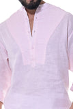 Bohio Men's 100% Linen Henley Long Sleeve Shirt w/Pin Tuck Placket-MLS1279