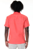 Bohio Men's 100% Linen Bowling Rockabilly Guayabera Style Linen Shirt w/Fancy Shells Details in (2) Colors-MLS1688