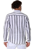 Bohio100% Linen Mens Long Sleeve Button-Down Shirt with Pocket & Stripes in (2) Colors -MLS1694