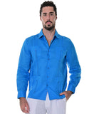 Bohio Mens 100% Linen Traditional (4) Pocket Cuban Guayabera Long Sleeves Shirt in (8) Colors - MLS501 - Casual Tropical Wear