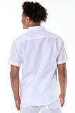Bohio Men's Guayabera Style Short Sleeve 100% Linen Shirt w/Fancy Embroidered Panels-MLS700 - Casual Tropical Wear
