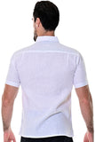 Bohio Men's 100% Linen Guayabera Inspired Short Sleeve Shirt w/Pin Tucked in (2) Colors-MLS71