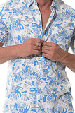 Bohio Men's Short Sleeve Linen Button Down Paisley Print Shirt w/Pocket-MLSP1193