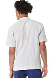 Bohio Men Cuban Guayabera Shirt (4) Pkt Chacavana Casual Button Up - MTCG1741 beige back