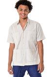 Bohio Men Cuban Guayabera Shirt (4) Pkt Chacavana Casual Button Up - MTCG1741 beige