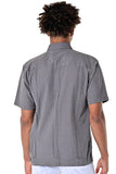 Bohio Men Cuban Guayabera Shirt (4) Pkt Chacavana Casual Button Up - MTCG1741 charcoal back