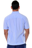 Bohio Men Cuban Guayabera Shirt (4) Pkt Chacavana Casual Button Up - MTCG1741 lt blue back