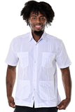 Bohio Men Cuban Guayabera Shirt (4) Pkt Chacavana Casual Button Up - white MTCG1741