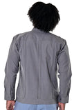 Bohio Mens Cuban Style Guayabera Shirt (4) Pkt Chacavana Long Sleeve Casual Button Up charcoal back