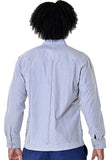 Bohio Mens Cuban Style Guayabera Shirt (4) Pkt Chacavana Long Sleeve Casual Button Up gray back