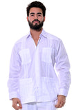 Bohio Mens Cuban Guayabera Shirt Long Sleeves w/Traditional 4 Pocket