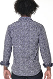Bohio Mens Casual Print Shirt - Vacay Long Sleeve Button Up Night Life - MXL1660