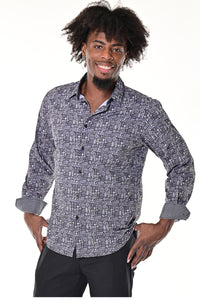 Bohio Mens Casual Print Shirt - Vacay Long Sleeve Button Up Night Life - MXL1660