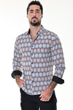 Bohio Mens Casual Print Shirt - Vacay Long Sleeve Button Up Night Life - MXL1667 multi color 