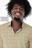 Bohio Mens Casual Print Shirt - Vacay Long Sleeve Button Up Night Life - MXL1669 Neck