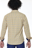 Bohio Mens Casual Print Shirt - Vacay Long Sleeve Button Up Night Life - MXL1669 back