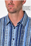 Bohio Mens Casual Print Shirt - Vacay Long Sleeve Button Up Night Life - MXL1673 - Casual Tropical Wear