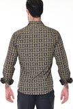 Bohio Mens Casual Print Shirt - Vacay Long Sleeve Button Up Night Life - MXL1674 back