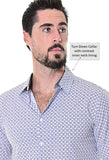 Bohio Mens Casual Print Shirt - Vacay Long Sleeve Button Up Night Life - MXL1681 Neck