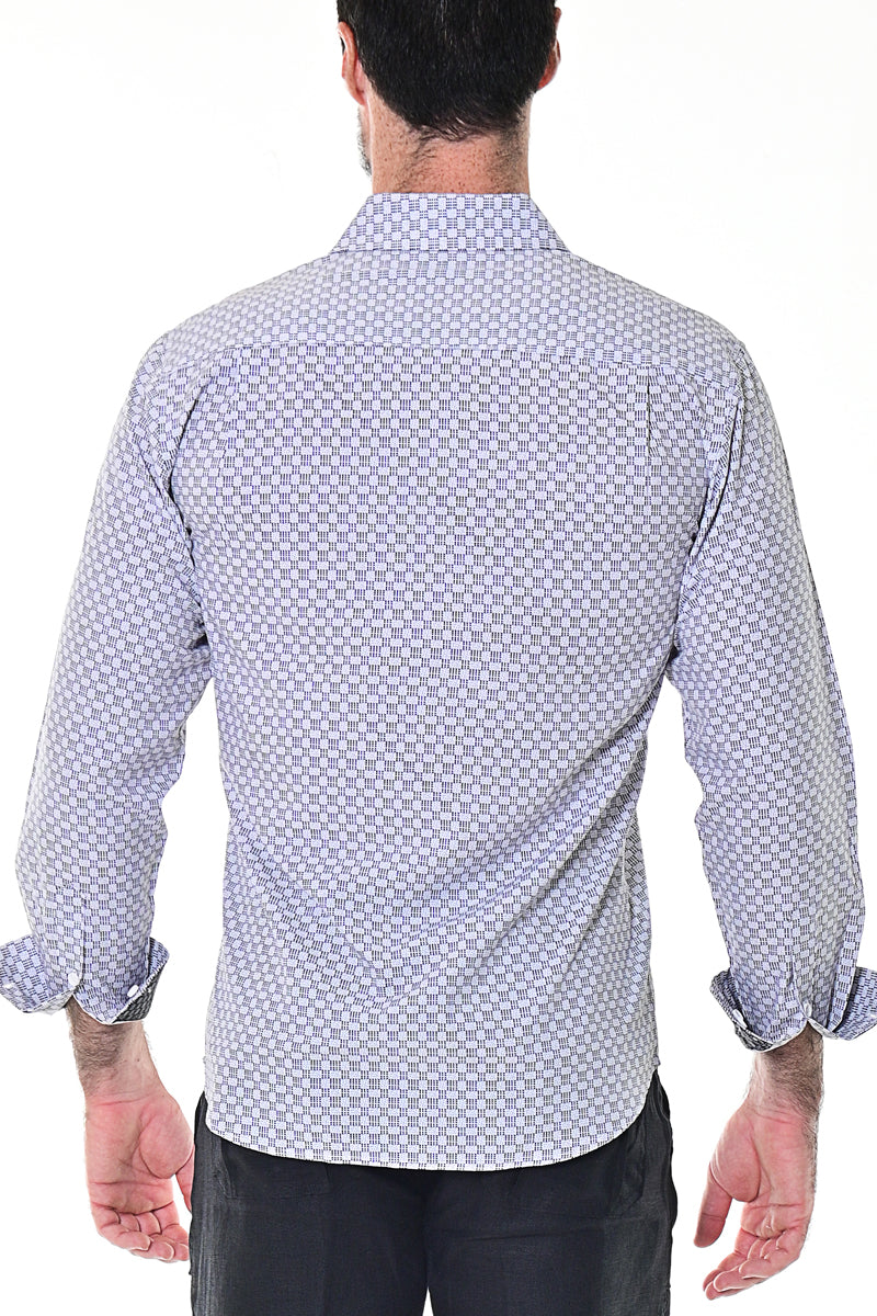 Bohio Mens Casual Print Shirt - Vacay Long Sleeve Button Up Night Life - MXL1681 back