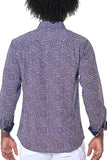 Bohio Mens Casual Print Shirt - Vacay Long Sleeve Button Up Night Life - MXL1682 back