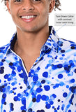 Bohio Mens Casual Print Shirt - Vacay Long Sleeve Button Up Night Life - MXL1684 Neck